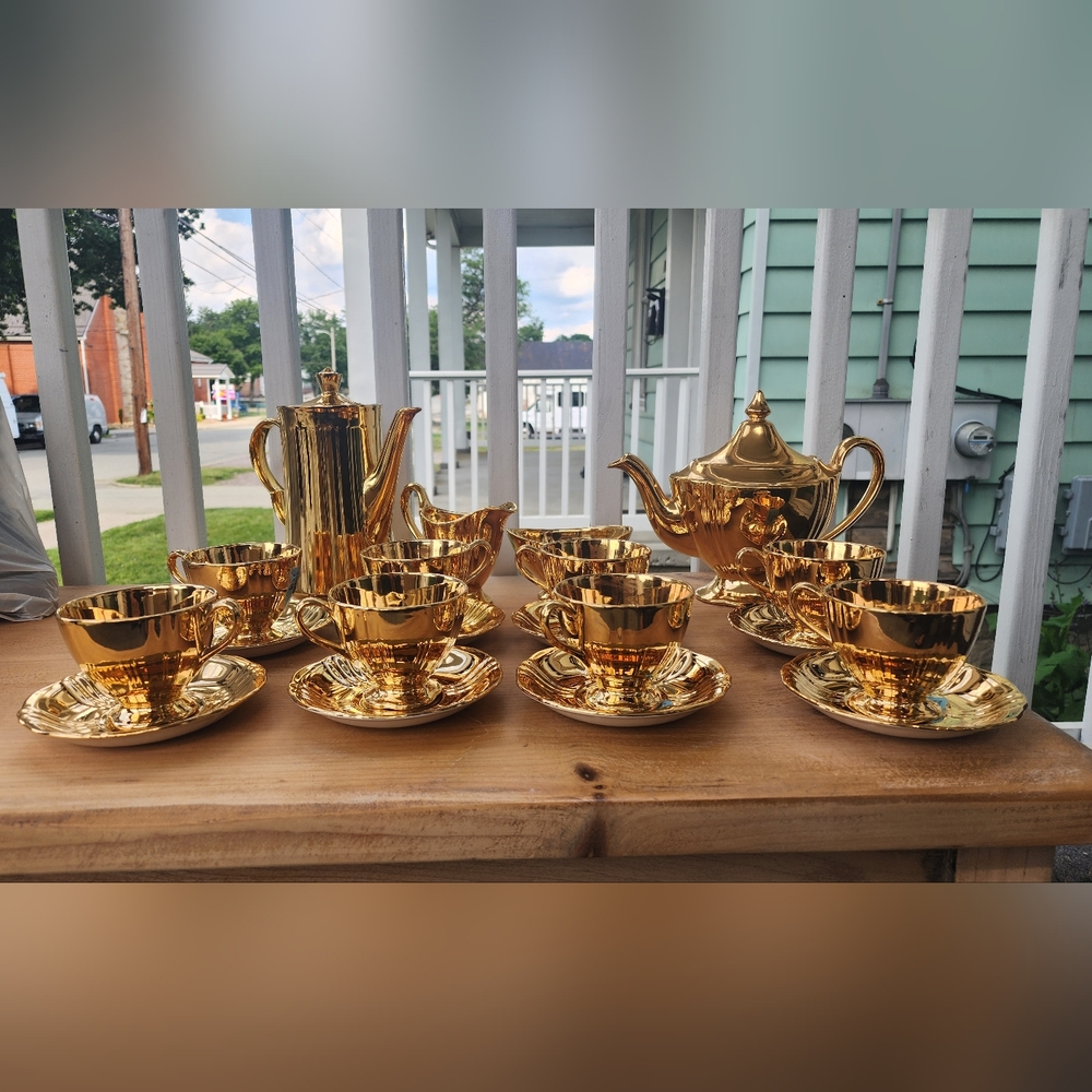 Rare Find 1940's Royal Winton Vintage Gold Age Gold PLATED Tea Set
